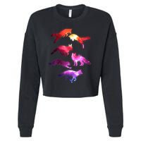 Space Galaxy Foxes Cropped Pullover Crew