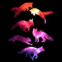 Space Galaxy Foxes Cropped Pullover Crew