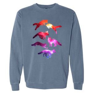 Space Galaxy Foxes Garment-Dyed Sweatshirt