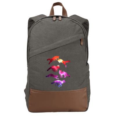 Space Galaxy Foxes Cotton Canvas Backpack