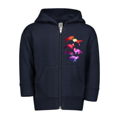 Space Galaxy Foxes Toddler Zip Fleece Hoodie