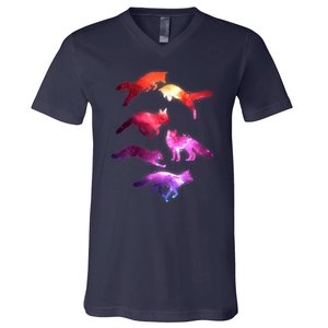 Space Galaxy Foxes V-Neck T-Shirt