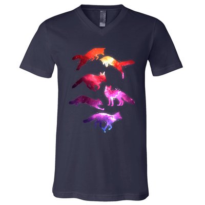 Space Galaxy Foxes V-Neck T-Shirt