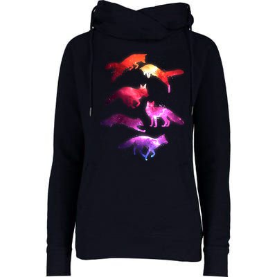 Space Galaxy Foxes Womens Funnel Neck Pullover Hood