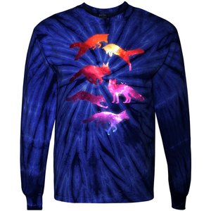 Space Galaxy Foxes Tie-Dye Long Sleeve Shirt