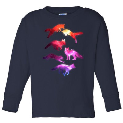 Space Galaxy Foxes Toddler Long Sleeve Shirt