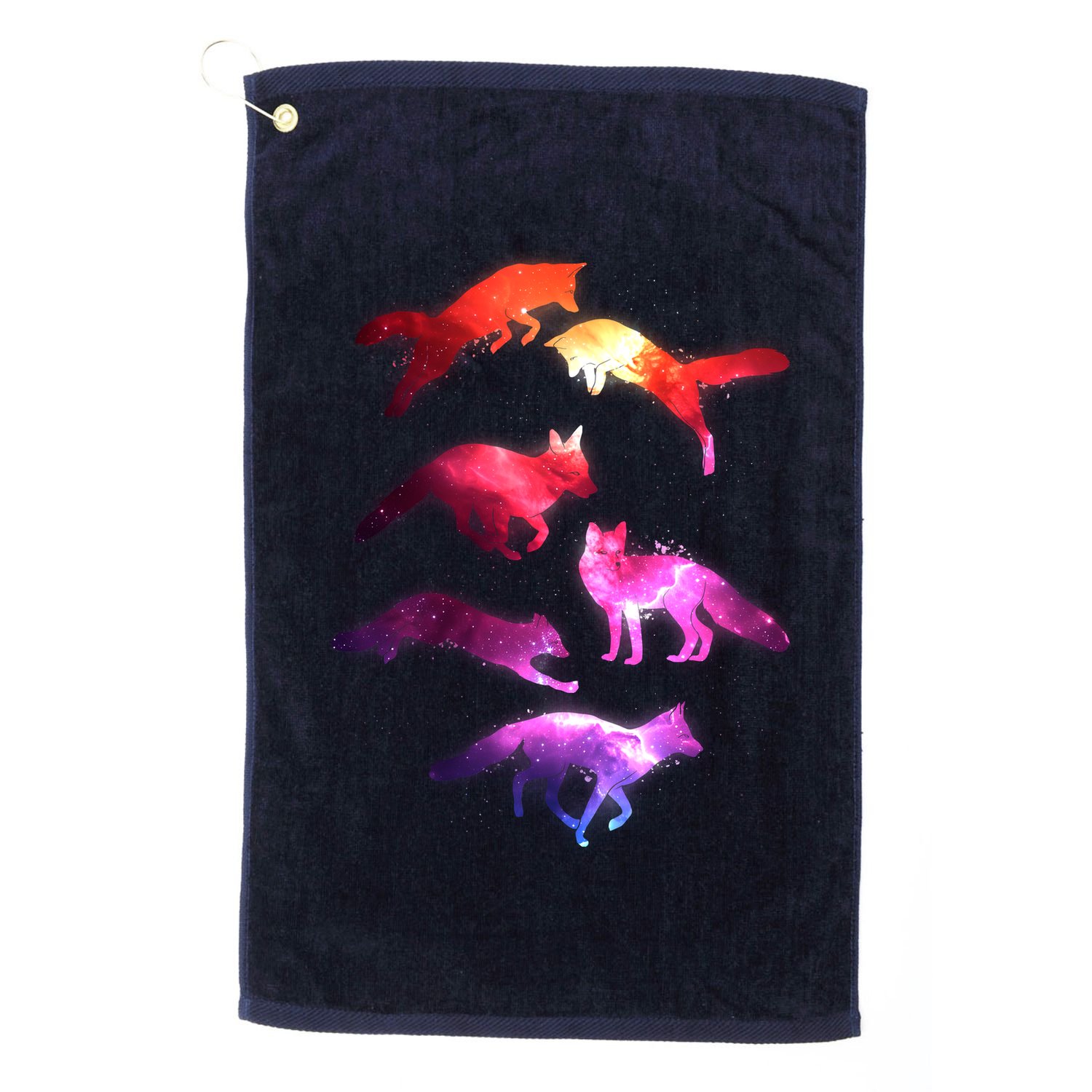 Space Galaxy Foxes Golf Towel