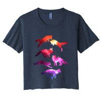 Space Galaxy Foxes Women's Crop Top Tee