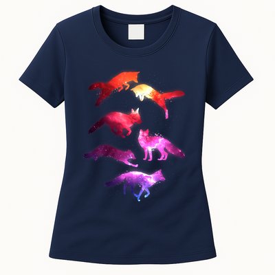 Space Galaxy Foxes Womens T-Shirt