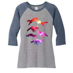 Space Galaxy Foxes Women's Tri-Blend 3/4-Sleeve Raglan Shirt