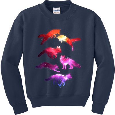 Space Galaxy Foxes Kids Sweatshirt