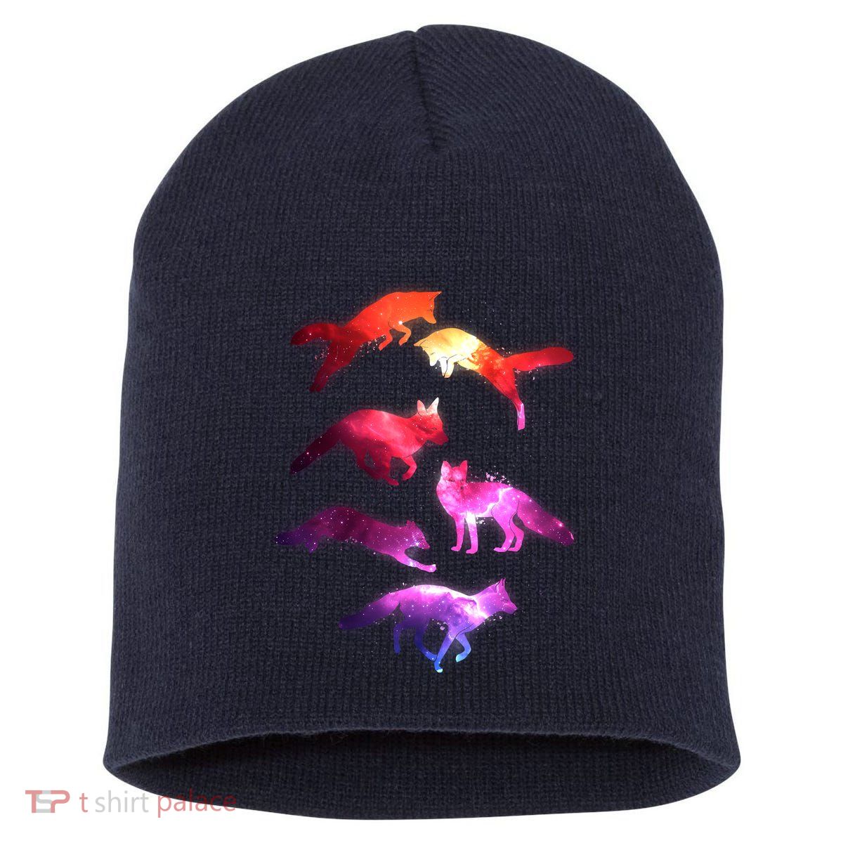Space Galaxy Foxes Short Acrylic Beanie