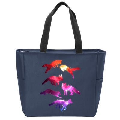 Space Galaxy Foxes Zip Tote Bag