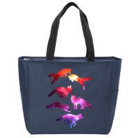 Space Galaxy Foxes Zip Tote Bag