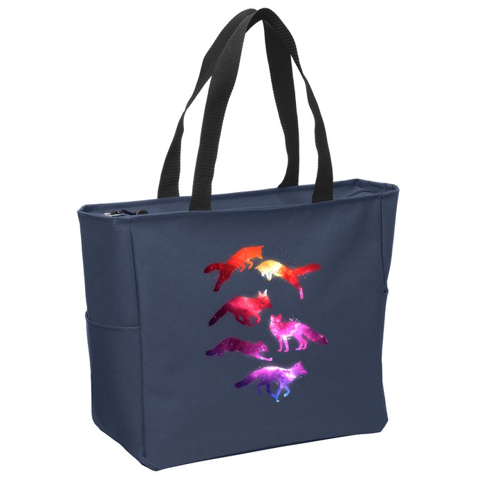 Space Galaxy Foxes Zip Tote Bag
