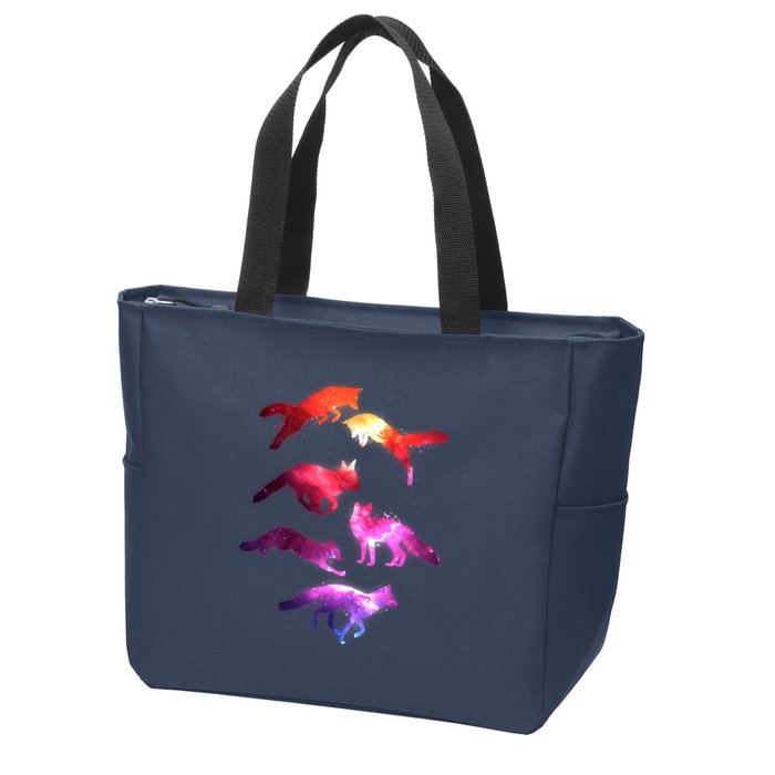 Space Galaxy Foxes Zip Tote Bag