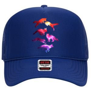 Space Galaxy Foxes High Crown Mesh Back Trucker Hat