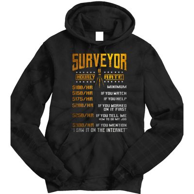 Surveyor Gifts Funny Hourly Rates Land Surveying Tie Dye Hoodie