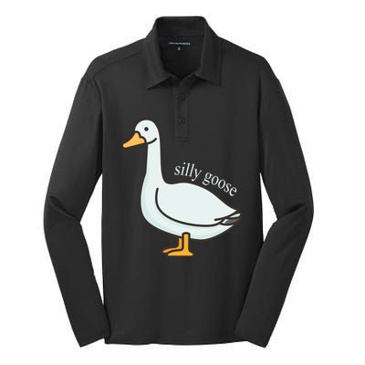 Silly Goose Funny Silk Touch Performance Long Sleeve Polo