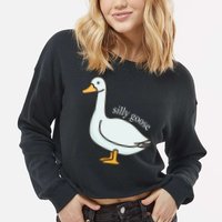 Silly Goose Funny Cropped Pullover Crew