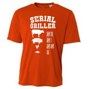 Serial Griller Fathers Day Funny Grilling Grill Bbq Master Gift Cooling Performance Crew T-Shirt