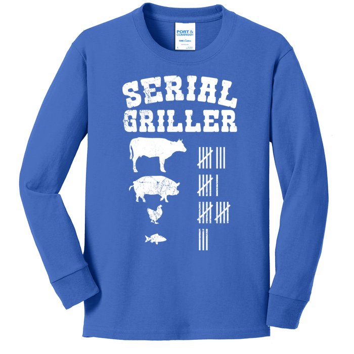 Serial Griller Fathers Day Funny Grilling Grill Bbq Master Gift Kids Long Sleeve Shirt