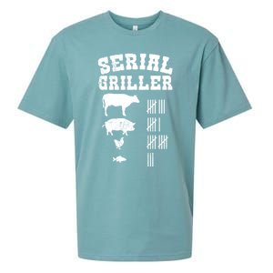 Serial Griller Fathers Day Funny Grilling Grill Bbq Master Gift Sueded Cloud Jersey T-Shirt