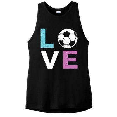 Soccer Gift For Girl Wo I Love Soccer Vintage Ladies PosiCharge Tri-Blend Wicking Tank