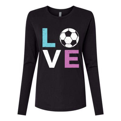 Soccer Gift For Girl Wo I Love Soccer Vintage Womens Cotton Relaxed Long Sleeve T-Shirt