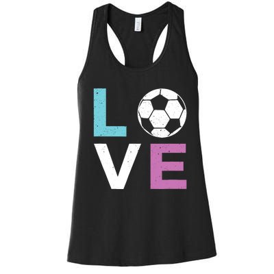 Soccer Gift For Girl Wo I Love Soccer Vintage Women's Racerback Tank