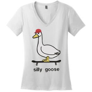 Silly Goose Funny Women's V-Neck T-Shirt