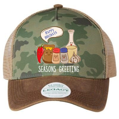 Seasons Greetings Funny Christmas Humor Holiday Food Pun Gift Legacy Tie Dye Trucker Hat