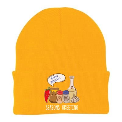 Seasons Greetings Funny Christmas Humor Holiday Food Pun Gift Knit Cap Winter Beanie