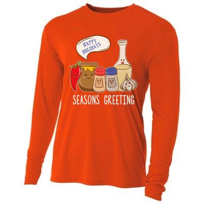 Seasons Greetings Funny Christmas Humor Holiday Food Pun Gift Cooling Performance Long Sleeve Crew