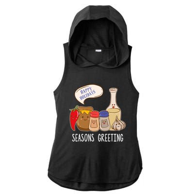 Seasons Greetings Funny Christmas Humor Holiday Food Pun Gift Ladies PosiCharge Tri-Blend Wicking Draft Hoodie Tank