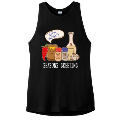 Seasons Greetings Funny Christmas Humor Holiday Food Pun Gift Ladies PosiCharge Tri-Blend Wicking Tank