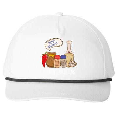 Seasons Greetings Funny Christmas Humor Holiday Food Pun Gift Snapback Five-Panel Rope Hat