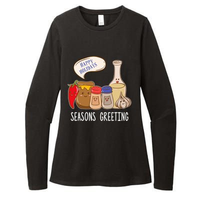 Seasons Greetings Funny Christmas Humor Holiday Food Pun Gift Womens CVC Long Sleeve Shirt