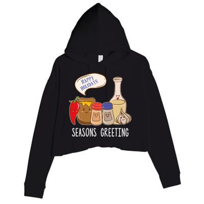 Seasons Greetings Funny Christmas Humor Holiday Food Pun Gift Crop Fleece Hoodie