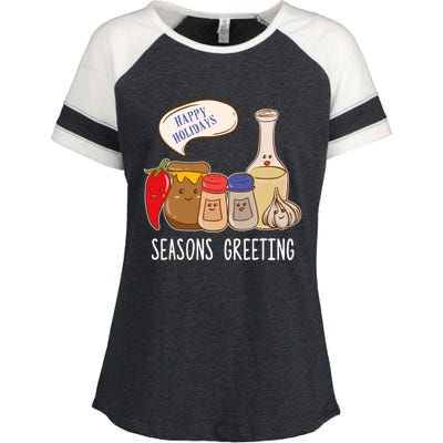 Seasons Greetings Funny Christmas Humor Holiday Food Pun Gift Enza Ladies Jersey Colorblock Tee