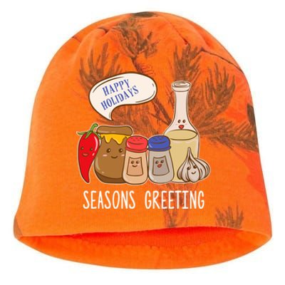 Seasons Greetings Funny Christmas Humor Holiday Food Pun Gift Kati - Camo Knit Beanie