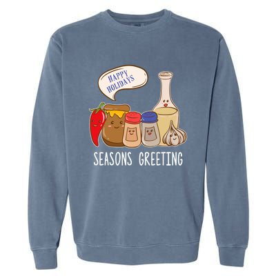 Seasons Greetings Funny Christmas Humor Holiday Food Pun Gift Garment-Dyed Sweatshirt