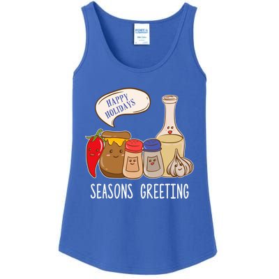 Seasons Greetings Funny Christmas Humor Holiday Food Pun Gift Ladies Essential Tank