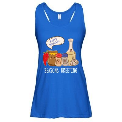 Seasons Greetings Funny Christmas Humor Holiday Food Pun Gift Ladies Essential Flowy Tank