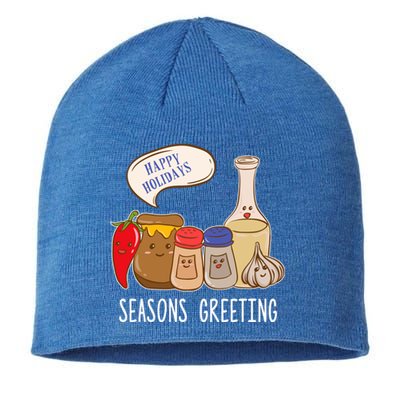 Seasons Greetings Funny Christmas Humor Holiday Food Pun Gift Sustainable Beanie