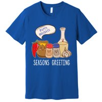 Seasons Greetings Funny Christmas Humor Holiday Food Pun Gift Premium T-Shirt