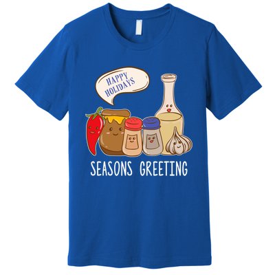 Seasons Greetings Funny Christmas Humor Holiday Food Pun Gift Premium T-Shirt