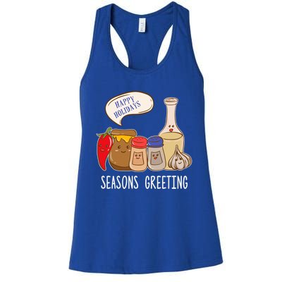 Seasons Greetings Funny Christmas Humor Holiday Food Pun Gift Women's Racerback Tank