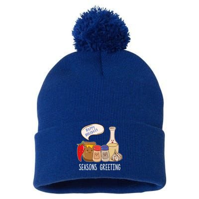 Seasons Greetings Funny Christmas Humor Holiday Food Pun Gift Pom Pom 12in Knit Beanie