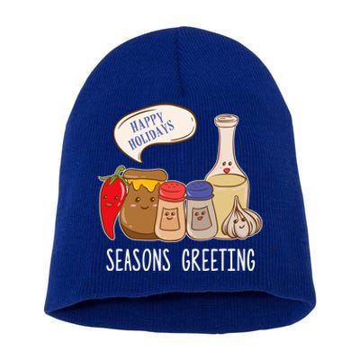 Seasons Greetings Funny Christmas Humor Holiday Food Pun Gift Short Acrylic Beanie